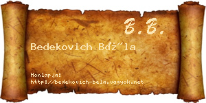 Bedekovich Béla névjegykártya